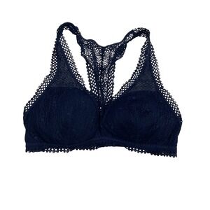 Victoria's Secret Molded Cup Lace Wireless Navy Blue Bralette - Small NEW
